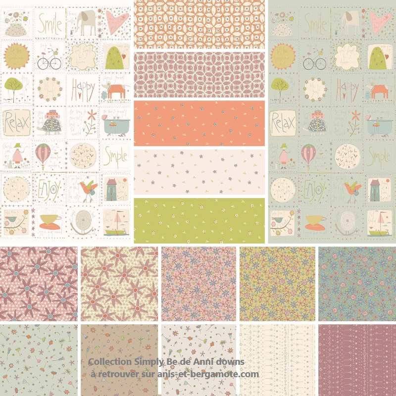 Collection complète de tissu patchwork Simply Be de Anni Downs en 20 cm x 110 cm