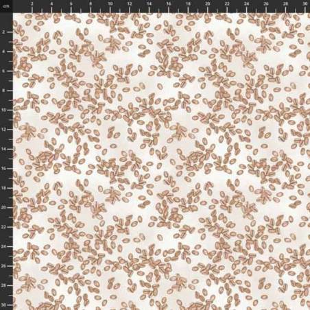 tissu marron 100 % coton imprimé de grains de café sur fond clair