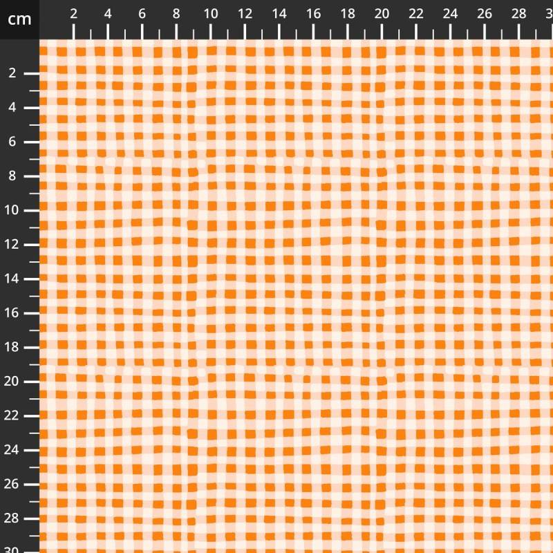 tissu patchwork a carreaux orange 100 % coton