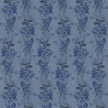 tissu patchwork fleuri bleu ton sur ton collection Flossie's Flowers de Janet Rae Nesbitt 3370-77