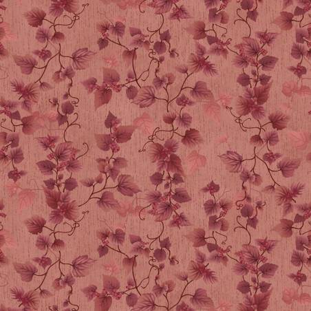 tissu patchwork tapis de feuilles rose orangé collection Flossie's Flowers de Janet Rae Nesbitt 3375-22
