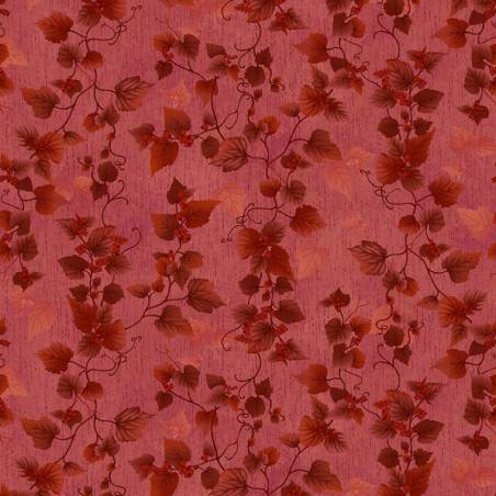 tissu patchwork tapis de feuilles rouge collection Flossie's Flowers de Janet Rae Nesbitt 3375-88