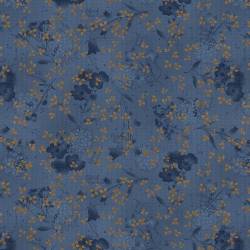 tissu patchwork bleu et or collection Flossie's Flowers de Janet Rae Nesbitt 3377-77