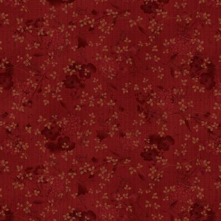 tissu patchwork rouge et or collection Flossie's Flowers de Janet Rae Nesbitt 3377-88