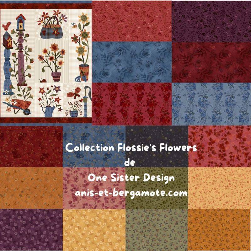 tissu patchwork collection Flosie's Flowers de Janet Rae Nesbitt en lot de 20x110cm tissu patchwork collection Flosie's Flowers de Janet Rae Nesbitt en lot de 20x110cm